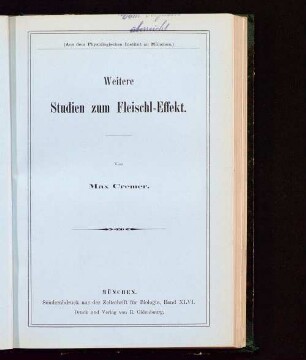Weitere Studien zum Fleischl-Effekt