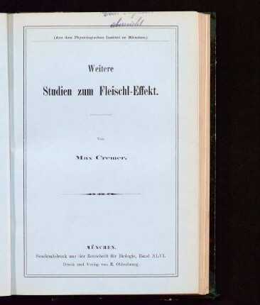 Weitere Studien zum Fleischl-Effekt