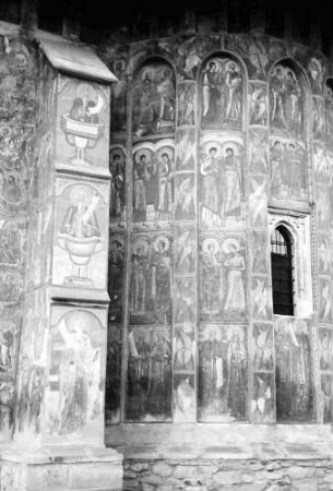 Moldaovita: Klosterkirche, Außenmalerei am Rundbau