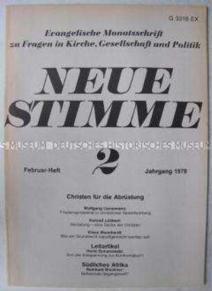 Evangelische Monatszeitschrift zum Thema "Christen für die Abrüstung" mit einem Beitrag von Konrad Lübbert - Sachkonvolut