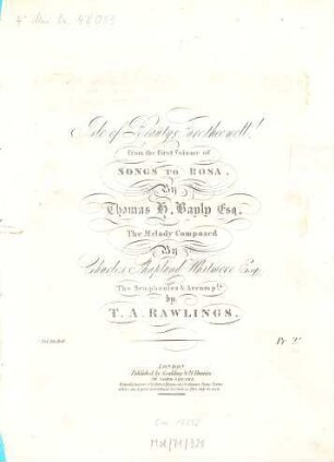 Isle of beauty, fare thee well : from the 1. volume of Songs to Rosa, by Thomas H. Bayly ; the melody comp.
