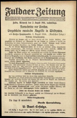 Ausgabe vom Mittwoch, den 02. August 1916.