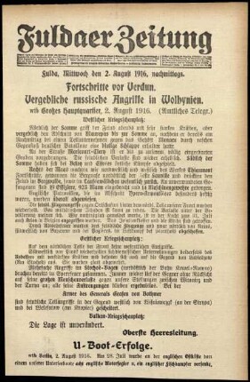 Ausgabe vom Mittwoch, den 02. August 1916.