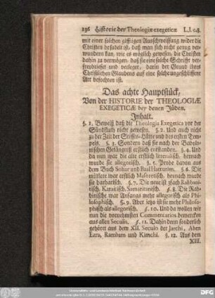 Das achte Hauptstück, Von der Historie der Theologiae Exegeticae bey denen Jüden.