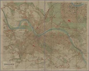 Stadtplan von Dresden, 1:15 000, Lithographie, ca. 1914