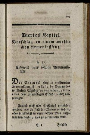Viertes Kapitel. Vorschlag zu einem wirklichen Armeninstitut.