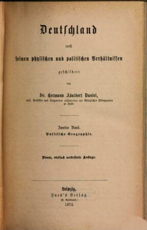 Deutschland nach seinen physischen und politischen Verhältnissen geschildert, 2. Politische Geographie