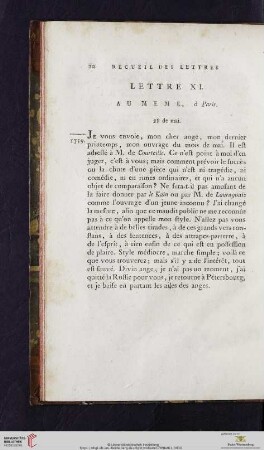 (Lettre XI - XX)