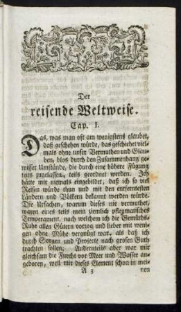 Der reisende Weltweise. Cap. I.