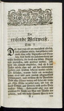 Der reisende Weltweise. Cap. I.