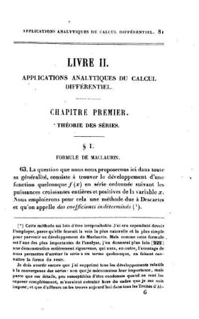 Livre II. Applications Analytiques Du Calcul Différentiel.