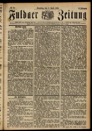 Ausgabe vom Samstag, den 09. April 1892.