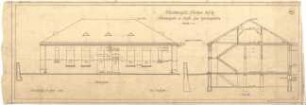Billing, Hermann; Singen; Krankenhaus - Isoliergebäude, Rückfassade (Ansicht); Schnitt