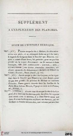 Supplément à l’explication des planches: Suite de l’histoire héroique