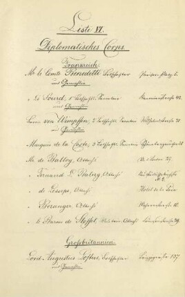 Liste VI. Diplomatisches Corps