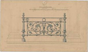 Littmann, Max; Archiv Littmann, Mappe 9, Gitter, Türen, Fenster (Schlosserarbeiten) - Balkongitter für das Wohnhaus des Herrn P. Paulcke, Königinstr. 13 (Ansicht)