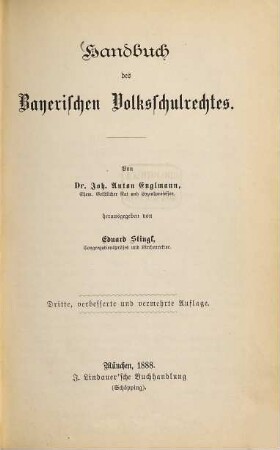 Handbuch des bayerischen Volksschulrechtes