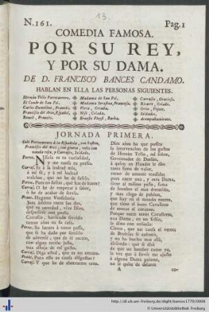 Comedia Famosa. Por Su Rey, Y Por Su Dama.