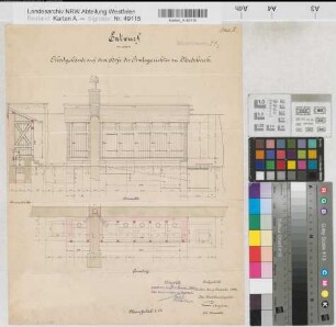 Medebach, Amtsgericht, Abortgebäude auf dem Hof, Schnitt, Ansicht, Grundriss, Entwurf