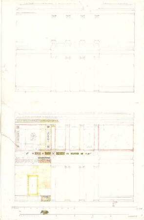 Gärtner, Friedrich von; Athen (Griechenland); Königliche Residenz (Athener Schloss) - Wanddekoration (Aufriss)
