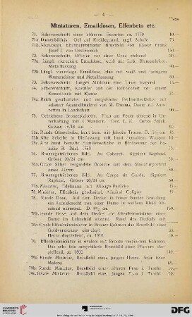 Miniaturen, Emaildosen, Elfenbein etc. (Nr. 71-140)
