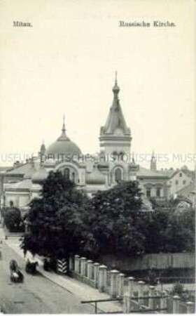Ansicht der Russischen Kirche in der lettischen Stadt Mitau