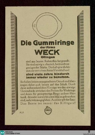Die Gummiringe der Firma WECK Öflingen