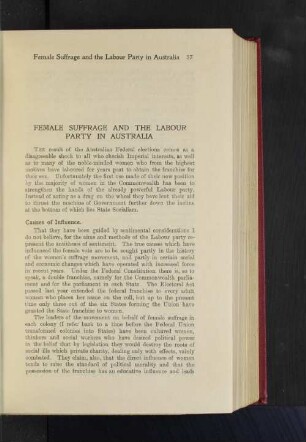 Female Suffrage and the Labour Party in Australia.