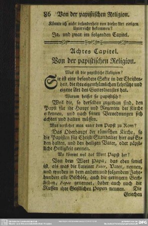 Achtes Capitel. Von der papistischen Religion