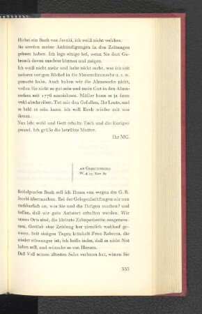 An Gerstenberg Wandsbeck, den 25. November 1782