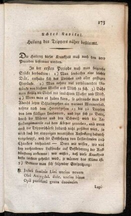 Achtes Kapitel. Heilung des Trippers näher bestimmt.