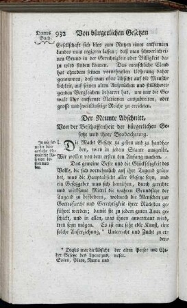 Der neunte Abschnitt, Von der Beschaffenheit der bürgerlichen Gesetze und ihrer Beobachtung