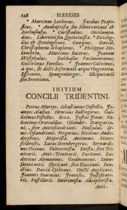 148-161, Initium Concilii Tridentini.