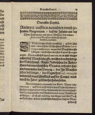 85-96, Das achte Capitel: Antwort auff den neundten unnd zehenden Klagpuncten...