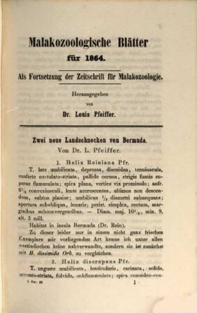 Malakozoologische Blätter. 11. 1864