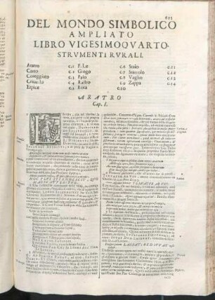 Del Mondo Simbolico Ampliato Libro Vigesimoqvarto. Strvmenti Rvrali.