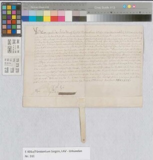 Tausch-Vertrag zwischen Johann Moritz, Fürsten zu Nassau-Siegen, und dem Hospitale zu Siegen über Güter zu Füsselsbach; zum Behuf des Fürstlichen Tiergartens daselbst.