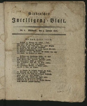Mindensches Intelligenz-Blatt. Jahrgang 1816