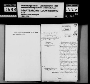 Kanzleimobiliar und Verbesserung der Einrichtung des Oberamts Crailsheim