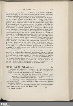 438. [1587], Mai 22. Wittenberg