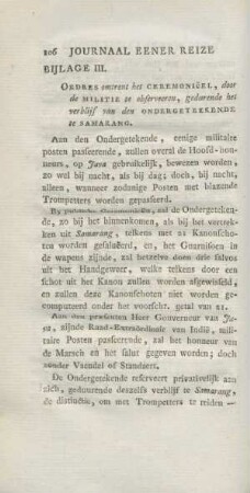 Bijlage III. Ordres omtrent het ceremonieel, ...