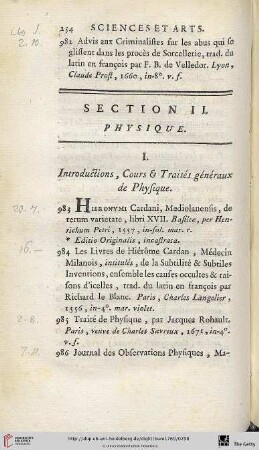 Section II.: Physique