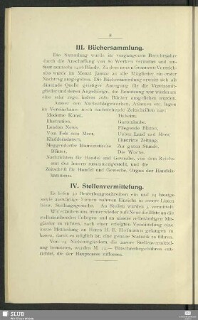 III. Büchersammlung