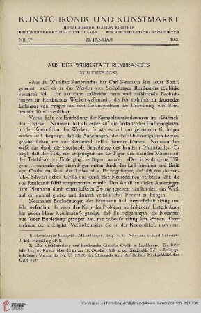 Neue Folge 32 = Jahrgang 56: Aus der Werkstatt Rembrandts
