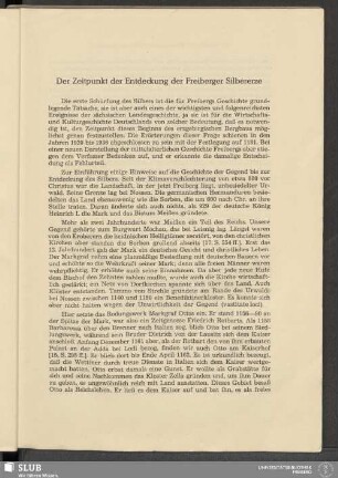 Der Zeitpunkt der Entdeckung der Freiberger Silbererze