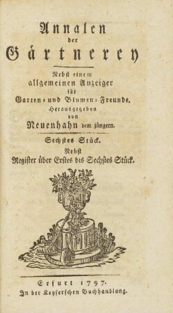 6.1797: Annalen der Gärtnerey