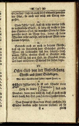 XV. Oster-Lied von der Auferstehung Christi und seiner Gläubigen.