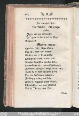 Die neunzehnte Fabel. Die Ameise. Die Fliege.