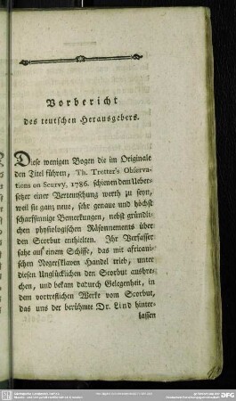 Vorbericht des teutschen Herausgebers