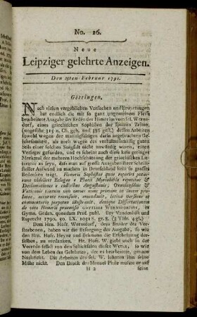No. 16. Den 25ten Februar 1791.